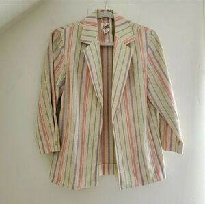 70s 80s ILGWU Pastel Stripes Linen Blazer Sport Coat